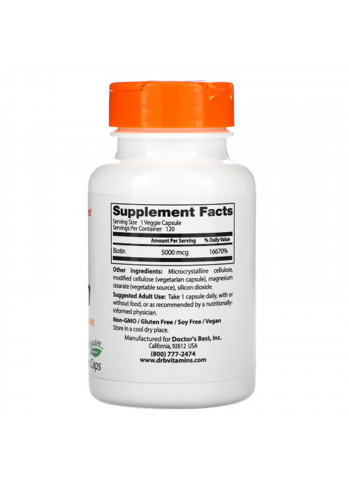 Doctor's Best, Biotin, 5,000 mcg,  120 Veggie Caps