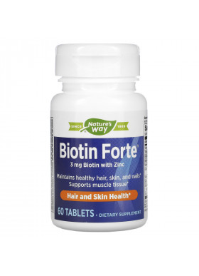 Enzymatic Therapy, Biotin Forte with Zinc, 3 mg, 60 Tablets