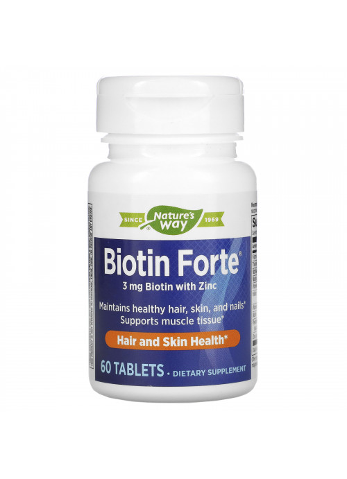 Enzymatic Therapy, Biotin Forte with Zinc, 3 mg, 60 Tablets