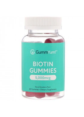 GummYum!, Biotin Gummies, Natural Strawberry Flavor, 5,000 mcg, 60 Gummies