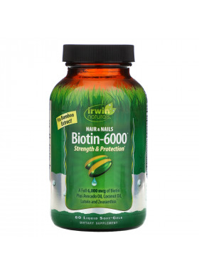 Irwin Naturals, Biotin-6000 with Bamboo Extract, 60 Liquid Soft-Gels
