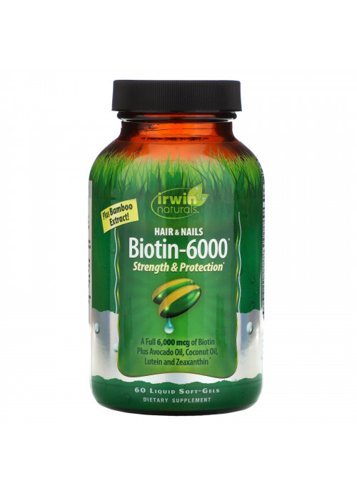 Irwin Naturals, Biotin-6000 with Bamboo Extract, 60 Liquid Soft-Gels