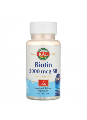 KAL, Biotin, Sustained Release, 5,000 mcg, 60 Tablets