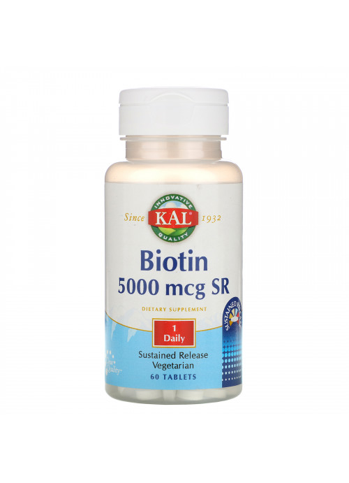 KAL, Biotin, Sustained Release, 5,000 mcg, 60 Tablets