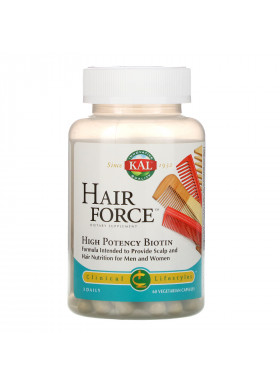 KAL, Hair Force, High Potency Biotin, 60 Vegetarian Capsules
