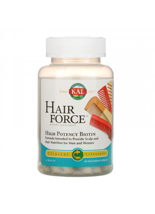 KAL, Hair Force, High Potency Biotin, 60 Vegetarian Capsules