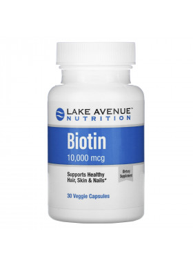 Lake Avenue Nutrition, Biotin, 10,000 mcg, 30 Veggie Capsules