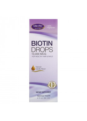 Life-flo, Biotin Drops, For Healthy Hair & Nails, Natural Vanilla Flavor, 10,000 mcg, 2 fl oz (60 ml)