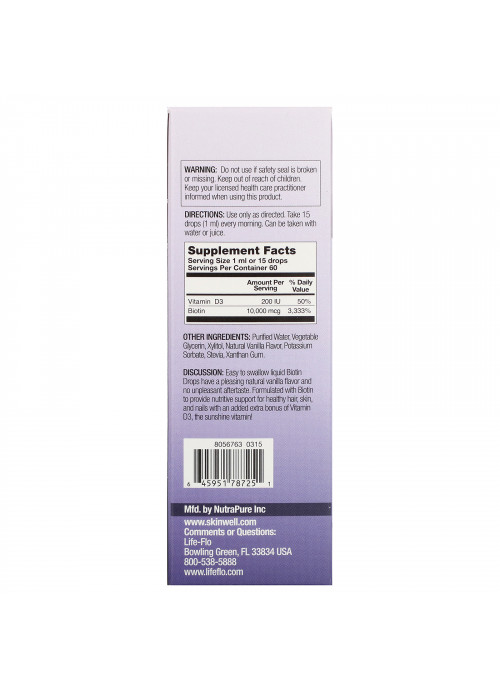 Life-flo, Biotin Drops, For Healthy Hair & Nails, Natural Vanilla Flavor, 10,000 mcg, 2 fl oz (60 ml)