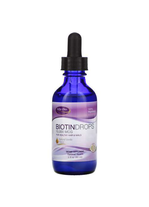Life-flo, Biotin Drops, For Healthy Hair & Nails, Natural Vanilla Flavor, 10,000 mcg, 2 fl oz (60 ml)