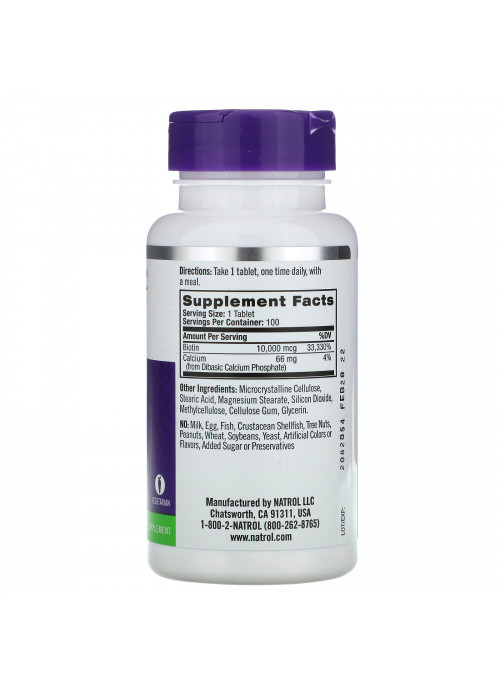 Natrol, Biotin, Maximum Strength, 10,000 mcg, 100 Tablets