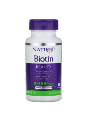 Natrol, Biotin, Maximum Strength, 10,000 mcg, 100 Tablets