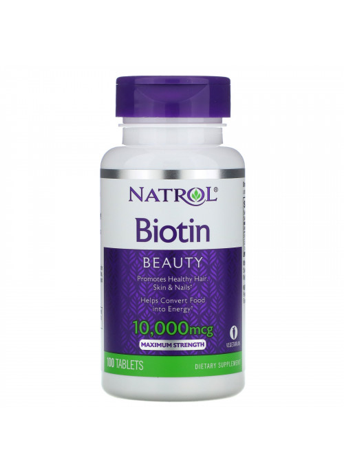 Natrol, Biotin, Maximum Strength, 10,000 mcg, 100 Tablets