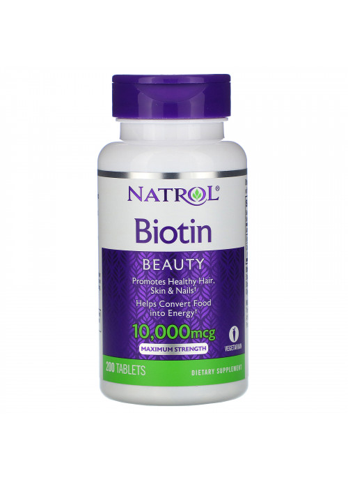 Natrol, Biotin, Maximum Strength, 10,000 mcg, 200 Tablets