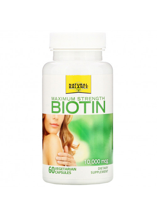 Natural Balance, Maximum Strength Biotin, 10,000 mcg, 60 Vegetarian Capsules