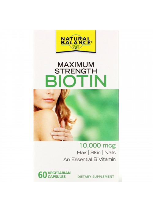 Natural Balance, Maximum Strength Biotin, 10,000 mcg, 60 Vegetarian Capsules
