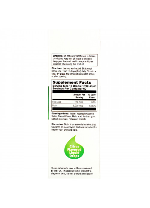 Natural Balance, Maximum Strength Liquid Biotin, Citrus Flavored , 5,000 mcg, 2 fl oz (60 ml)