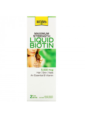 Natural Balance, Maximum Strength Liquid Biotin, Citrus Flavored , 5,000 mcg, 2 fl oz (60 ml)