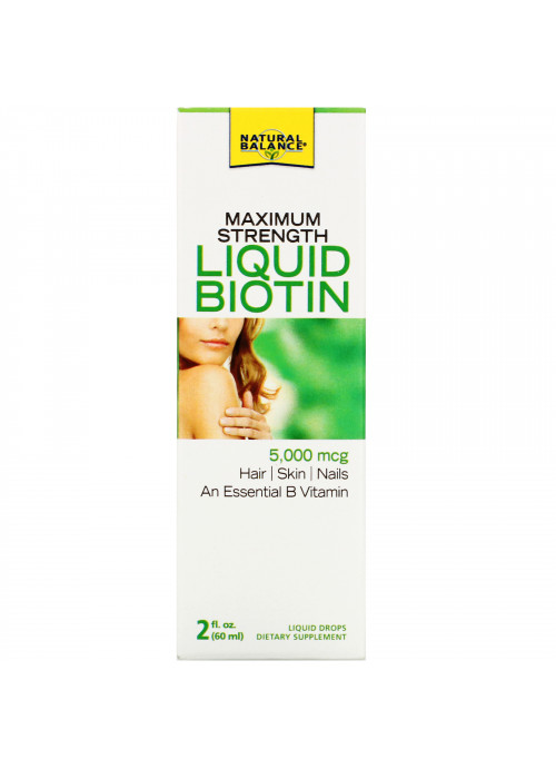 Natural Balance, Maximum Strength Liquid Biotin, Citrus Flavored , 5,000 mcg, 2 fl oz (60 ml)