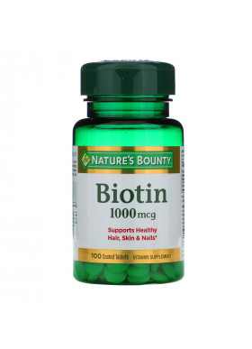 Nature's Bounty, Biotin, 1,000 mcg, 100 Coated Tablets