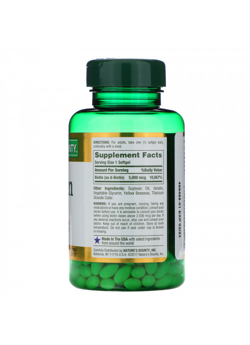 Nature's Bounty, Biotin, 5,000 mcg, 150 Rapid Release Softgels