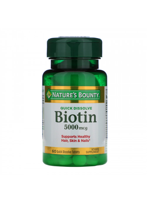 Nature's Bounty, Biotin, 5,000 mcg, 60 Quick Dissolve Tablets