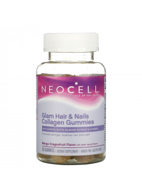 Neocell, Glam Hair & Nails Collagen, Mango Dragonfruit, 60 Gummies