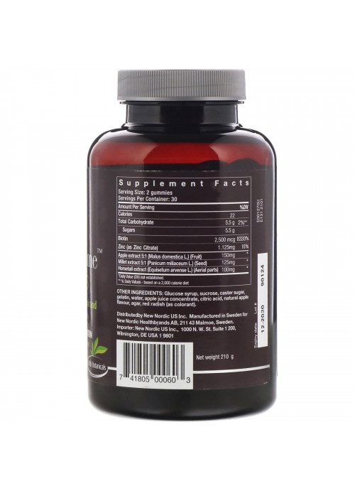 New Nordic, Hair Volume Gummies with Apple, Herbs & Biotin, Apple Flavor, 60 Gummies