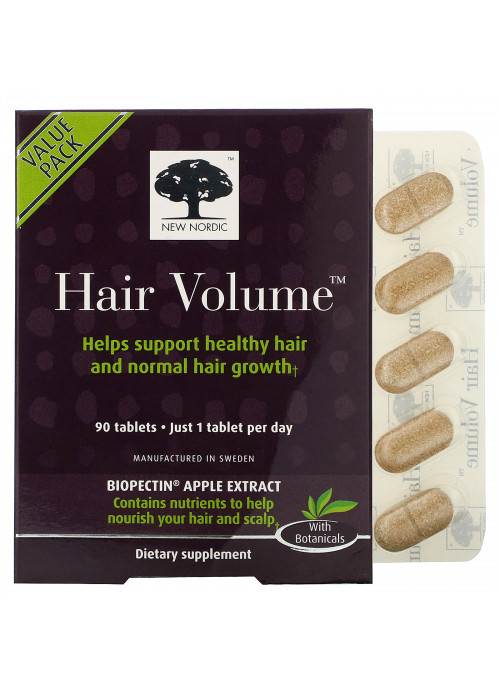 New Nordic, Hair Volume with  Biopectin Apple Extract, 90 Tablets