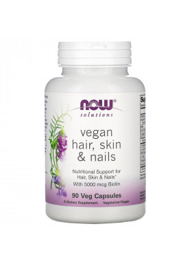 Now Foods, Solutions, Vegan Hair, Skin & Nails, 90 Veg Capsules