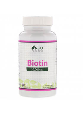 Nu U Nutrition, Biotin, 10,000 µp, 365 Vegan Tablets