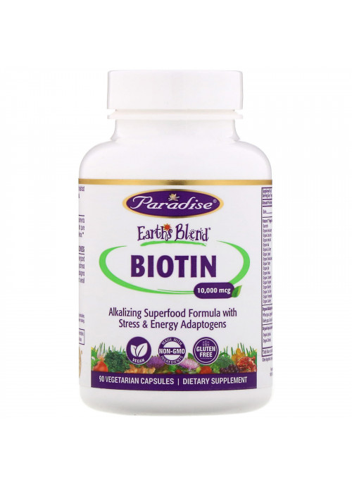 Paradise Herbs, Earth's Blend, Biotin, 10,000 mcg, 90 Vegetarian Capsules
