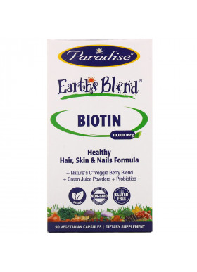 Paradise Herbs, Earth's Blend, Biotin, 10,000 mcg, 90 Vegetarian Capsules