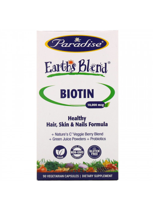 Paradise Herbs, Earth's Blend, Biotin, 10,000 mcg, 90 Vegetarian Capsules