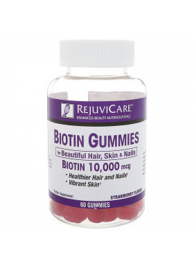 Rejuvicare, Biotin Gummies, Strawberry Flavor, 10,000 mcg, 60 Gummies