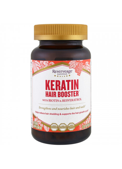 ReserveAge Nutrition, Keratin Hair Booster with Biotin & Resveratrol, 120 Capsules