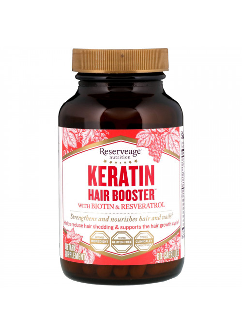 ReserveAge Nutrition, Keratin Hair Booster with Biotin & Resveratrol, 60 Capsules