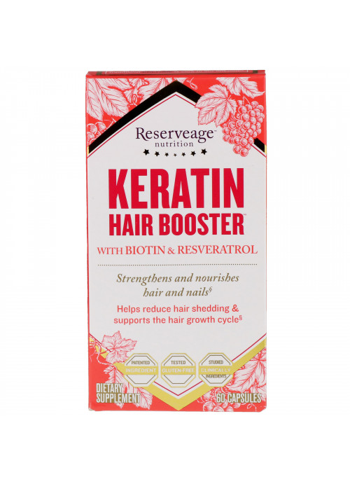 ReserveAge Nutrition, Keratin Hair Booster with Biotin & Resveratrol, 60 Capsules