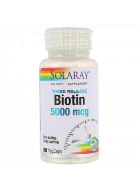 Solaray, Biotin, 5,000 mcg, 60 VegCaps