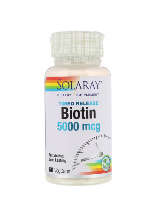 Solaray, Biotin, 5,000 mcg, 60 VegCaps