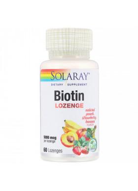 Solaray, Biotin, Natural Peach, Strawberry, Banana Flavor, 5,000 mcg, 60 Lozenges