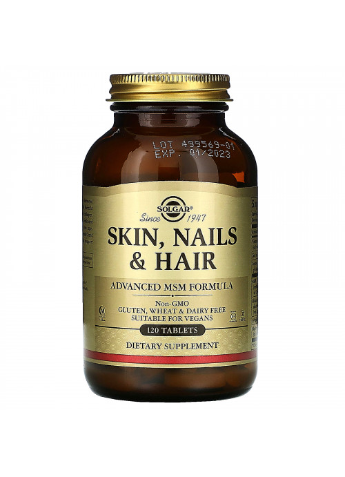 Solgar, Skin, Nails & Hair, Advanced MSM Formula, 120 Tablets