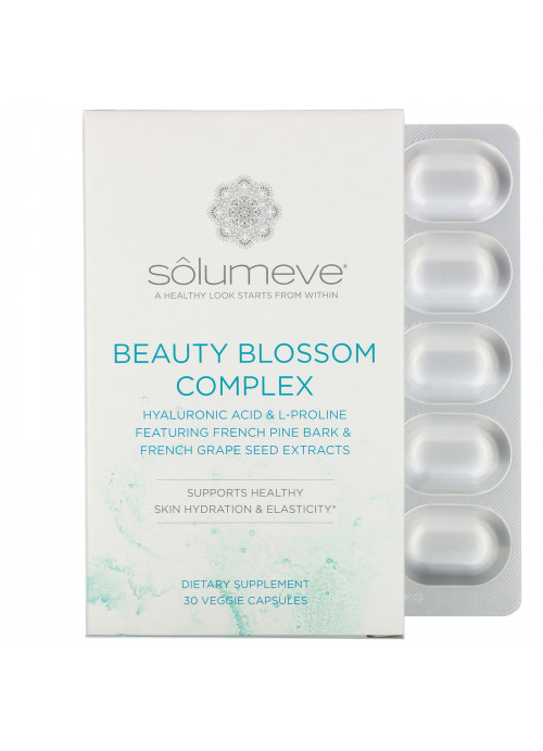 Solumeve, Beauty Blossom Complex, Skin Hydration & Collagen Production, 30 Veggie Capsules