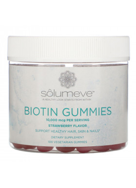 Solumeve, Biotin Gummies, Gelatin Free, Strawberry Flavor, 100 Vegetarian Gummies