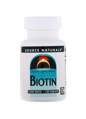 Source Naturals, Biotin, 5,000 mcg, 120 Tablets