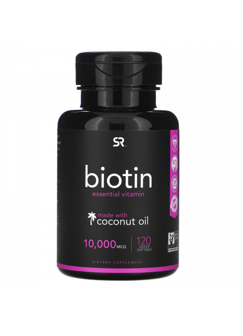 Sports Research, Biotin with Coconut Oil, 10,000 mcg, 120 Veggie Softgels