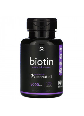 Sports Research, Biotin with Coconut Oil, 5,000 mcg, 120 Veggie Softgels