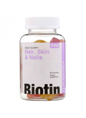 T-RQ, Adult Gummy, Hair, Skin & Nails, Biotin, Lemon Orange Cherry, 60 Gummies