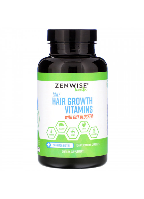 Zenwise Health, Daily Hair Growth Vitamins with DHT Blocker, 120 Vegetarian Capsules