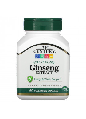 21st Century, Ginseng Extract, Standardized, 60 Vegetarian Capsule